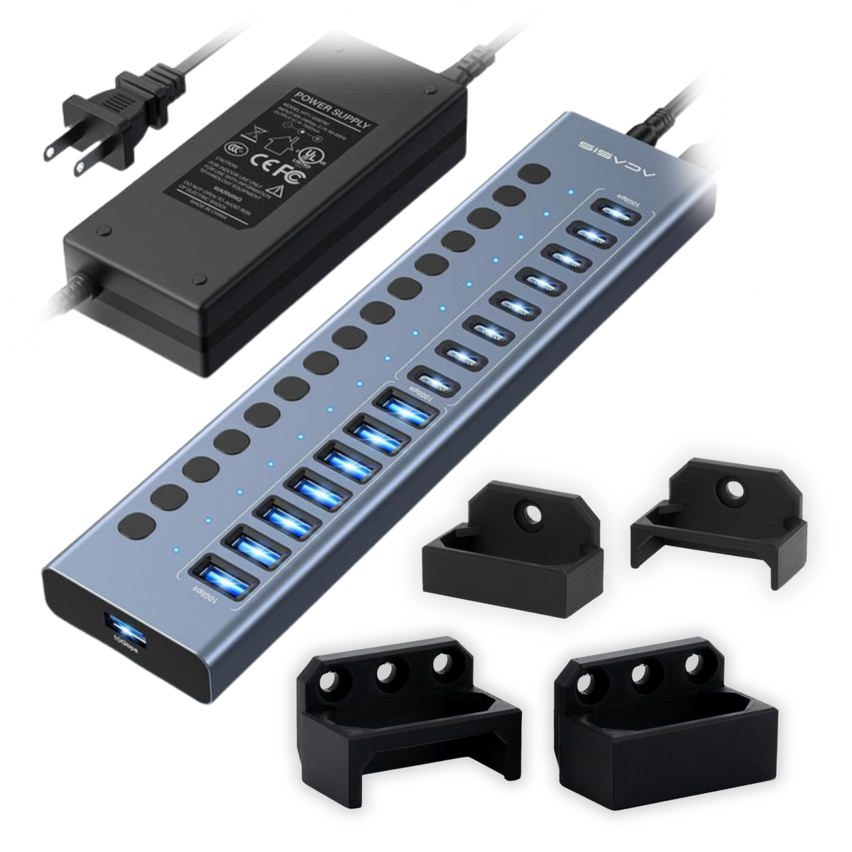 Acasis 16-USB Port Hub AND Power Brick Mount COMBO