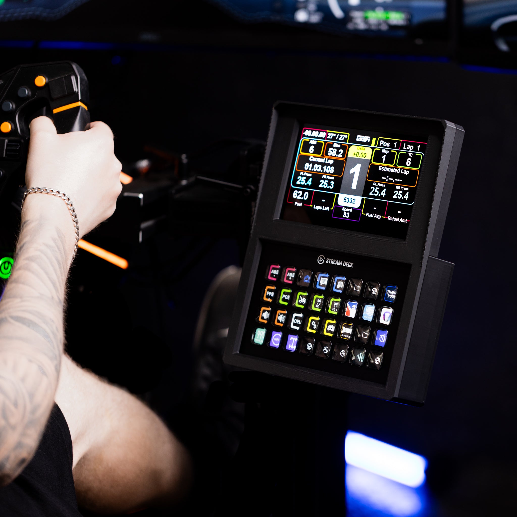 6.8 Inch Touchscreen Stream Deck XL Combo Racing Dashboard for Sim Racing Rig