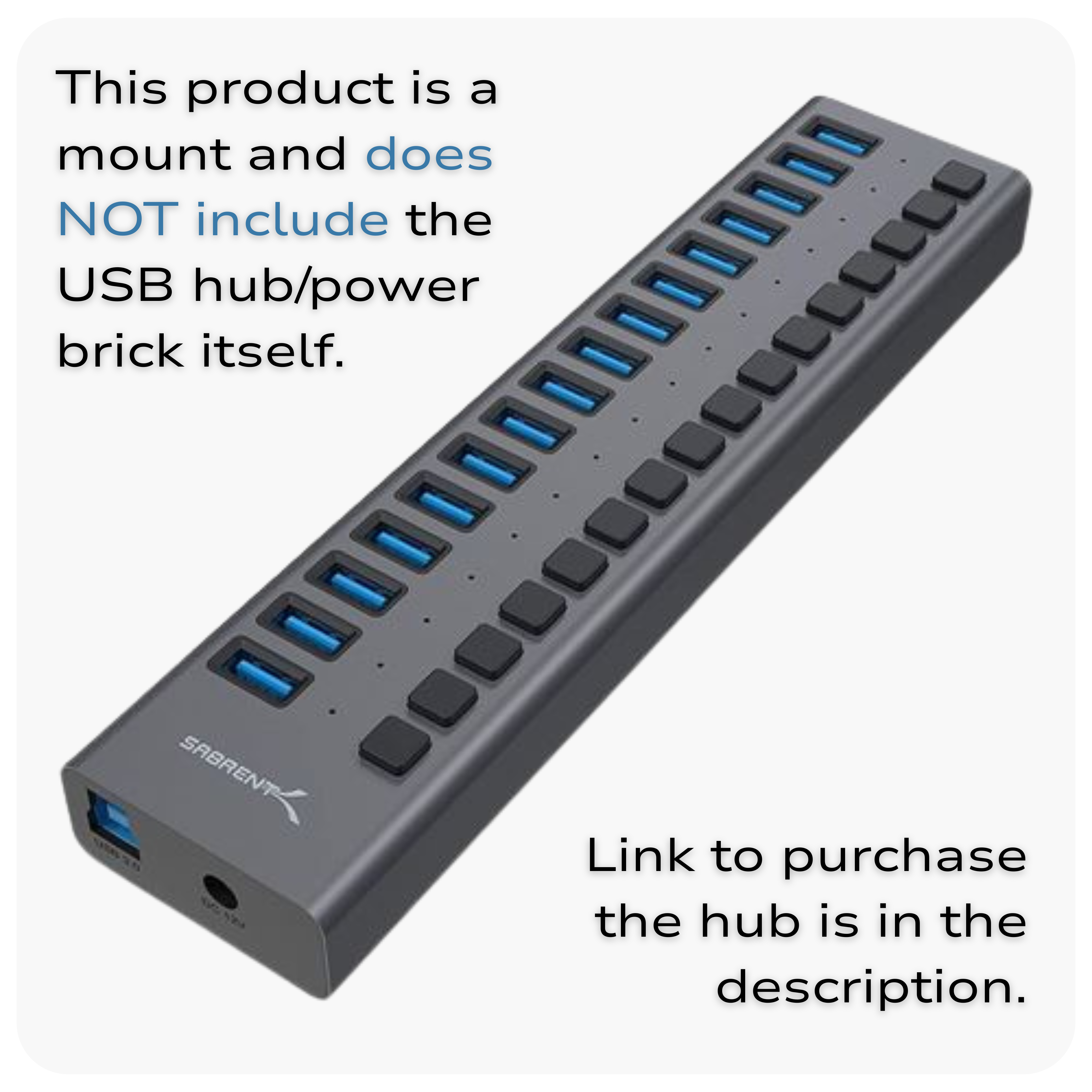 Sabrent 16 Port USB Hub Power Brick Holder