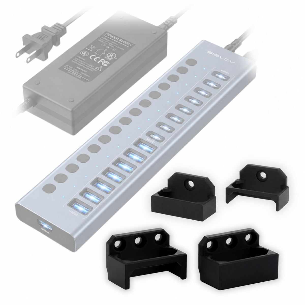 Acasis 16-USB Port Hub AND Power Brick Mount COMBO